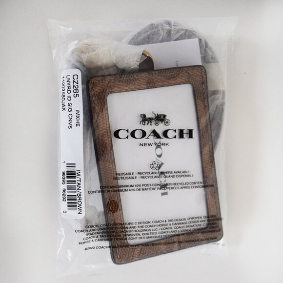 COACH ID Lanyard In Signature Canvas Tan Saddle - Picture 12 of 12